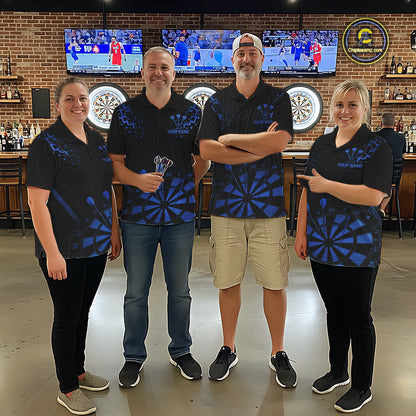 Personalized Dart Polo Quarter-Zip Shirt For Men Custom Name With Black And Blue Darts Team Jersey NYN4274