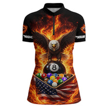 Load image into Gallery viewer, Fire Flame Eagle US Flag Pool Ball 3D Billiard Shirt For Women Personalized 8 Ball Billiard Attire NYN2587