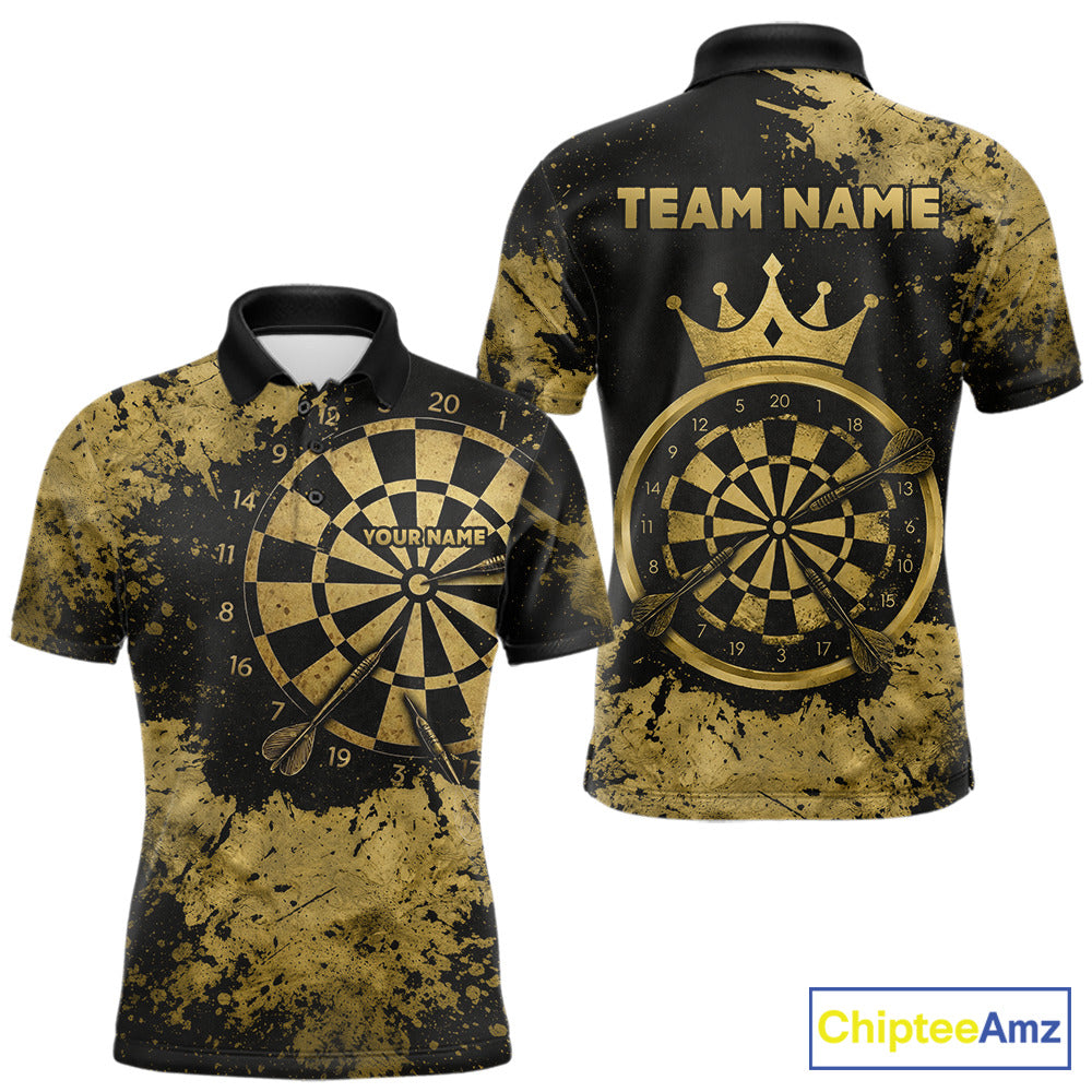 Personalized Grunge Gold Dartboard Men Dart Shirt Custom Name Dart Team Jersey For Darters NYN2968
