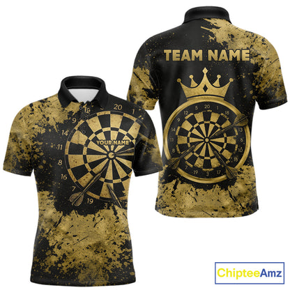 Personalized Grunge Gold Dartboard Men Dart Shirt Custom Name Dart Team Jersey For Darters NYN2968