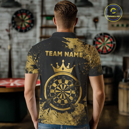 Personalized Grunge Gold Dartboard Men Dart Shirt Custom Name Dart Team Jersey For Darters NYN2968