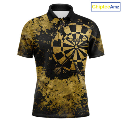 Personalized Grunge Gold Dartboard Men Dart Shirt Custom Name Dart Team Jersey For Darters NYN2968