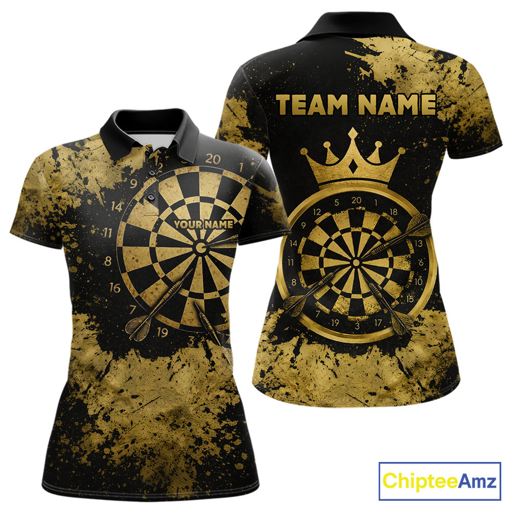 Personalized Grunge Gold Dartboard Women Dart Shirt Custom Name Dart Team Jersey For Darters NYN2968
