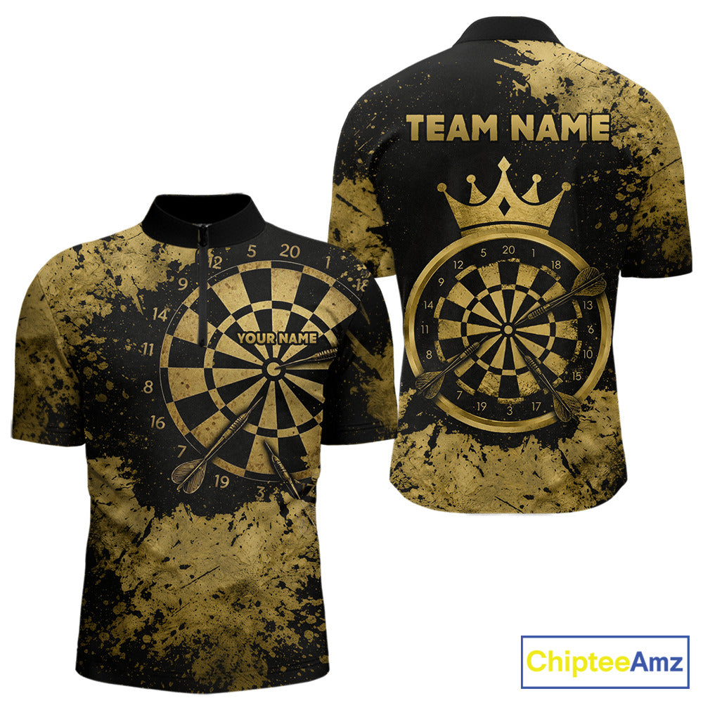 Personalized Grunge Gold Dartboard Men Dart Shirt Custom Name Dart Team Jersey For Darters NYN2968
