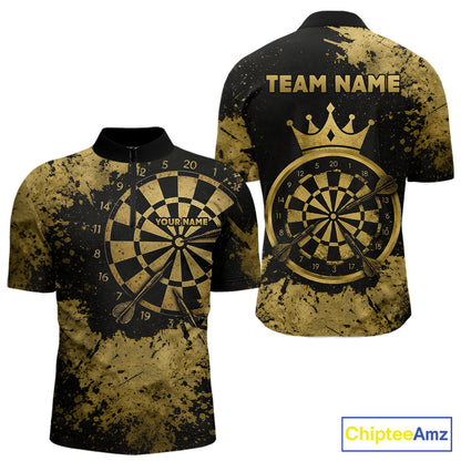 Personalized Grunge Gold Dartboard Men Dart Shirt Custom Name Dart Team Jersey For Darters NYN2968