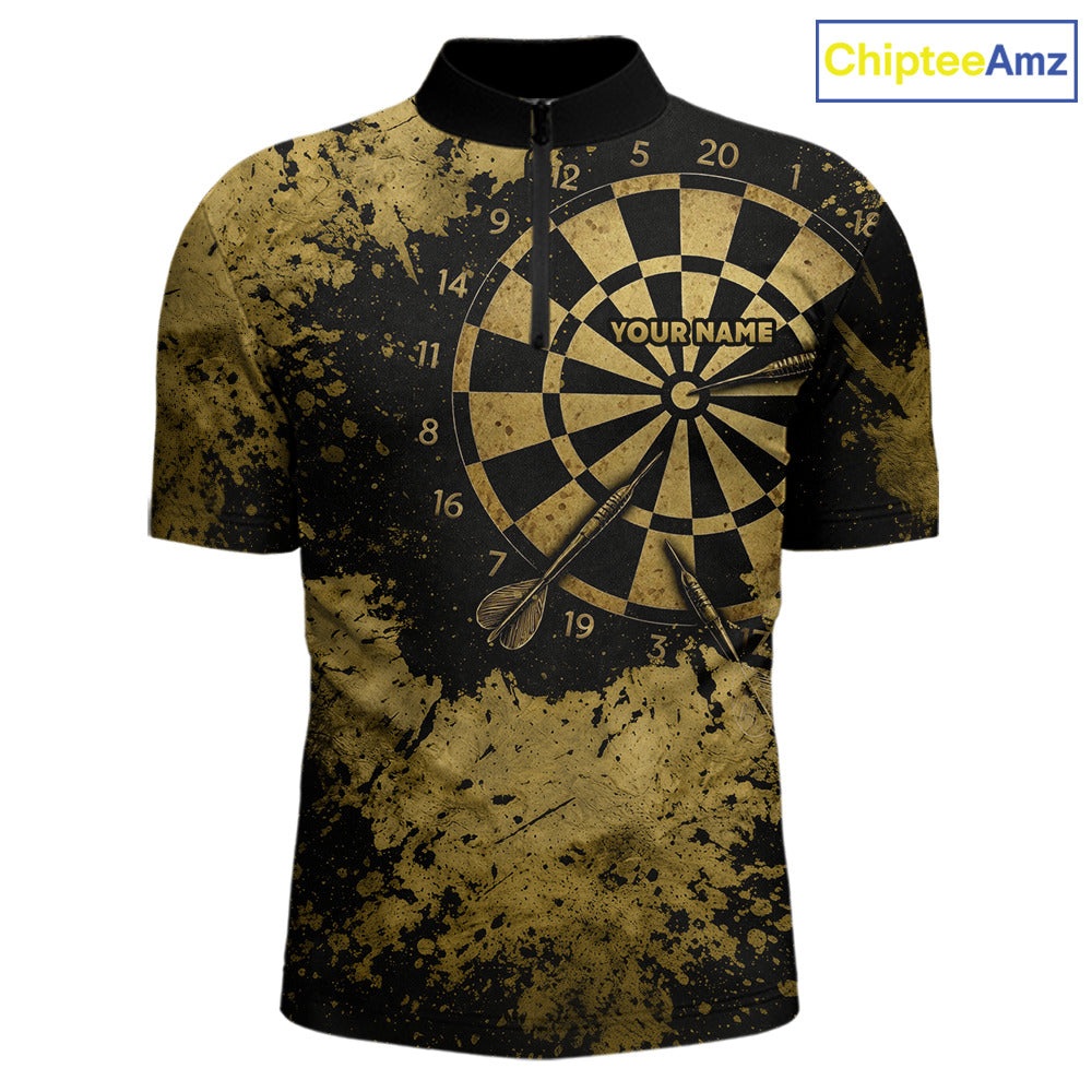 Personalized Grunge Gold Dartboard Men Dart Shirt Custom Name Dart Team Jersey For Darters NYN2968