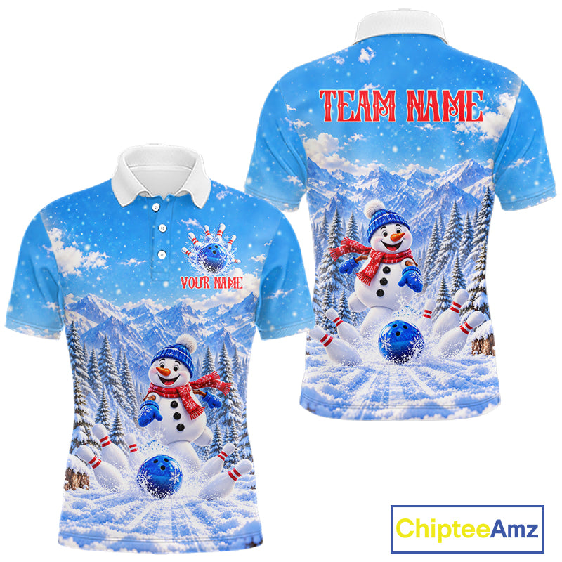 Personalized Snowman Bowling Jersey For Men Custom Funny Xmas Winter Youth Bowling Team Jersey NYN5057