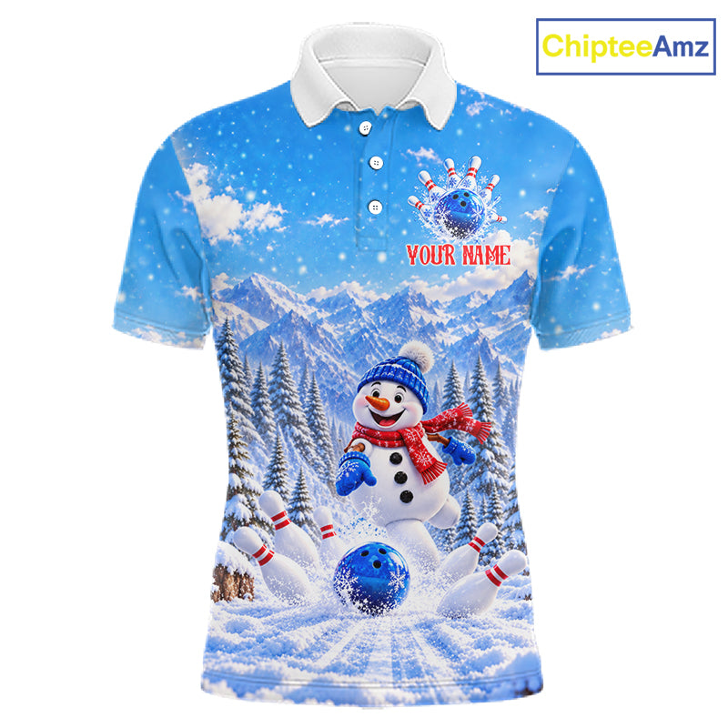 Personalized Snowman Bowling Jersey For Men Custom Funny Xmas Winter Youth Bowling Team Jersey NYN5057
