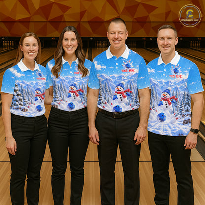 Personalized Snowman Bowling Jersey For Men Custom Funny Xmas Winter Youth Bowling Team Jersey NYN5057