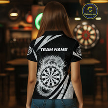 Load image into Gallery viewer, Silver Flames Dragon Dartboard Women Darts Polo Shirt Custom Dragon Team Dart League Shirt NYN2069