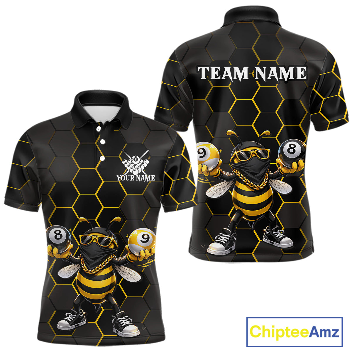 Hexagon Funny Thief-Bee 8 Ball And 9 Ball Men Billiard Pool Jersey Custom Billiard Team Appeal NYN2760