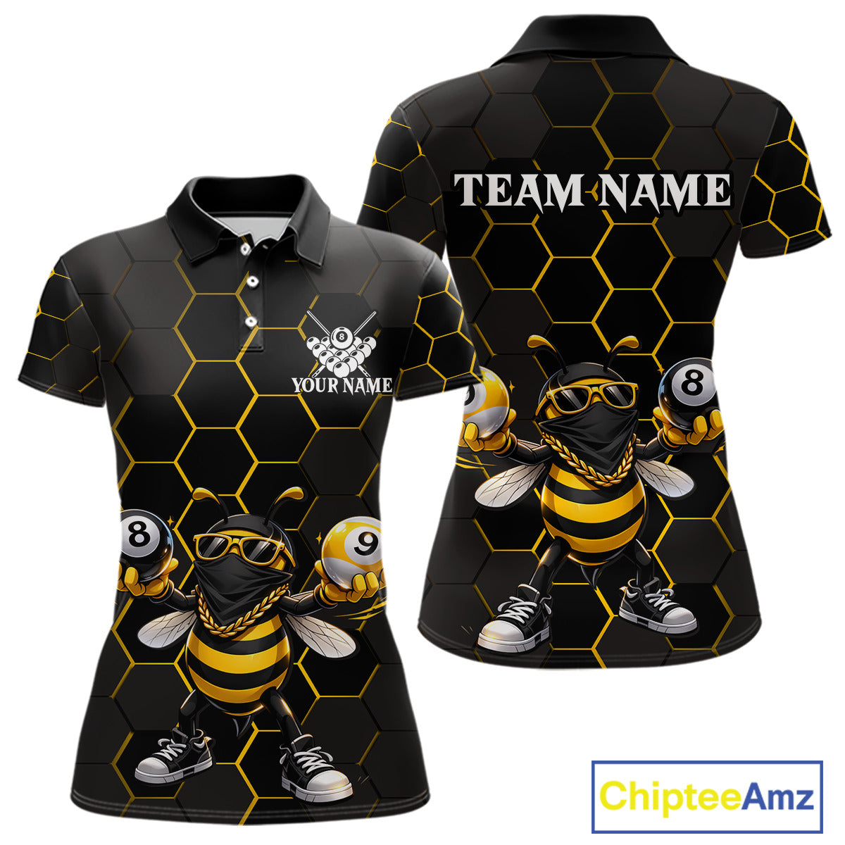 Hexagon Funny Thief-Bee 8 Ball And 9 Ball Women Billiard Pool Jersey Custom Billiard Team Appeal NYN2760