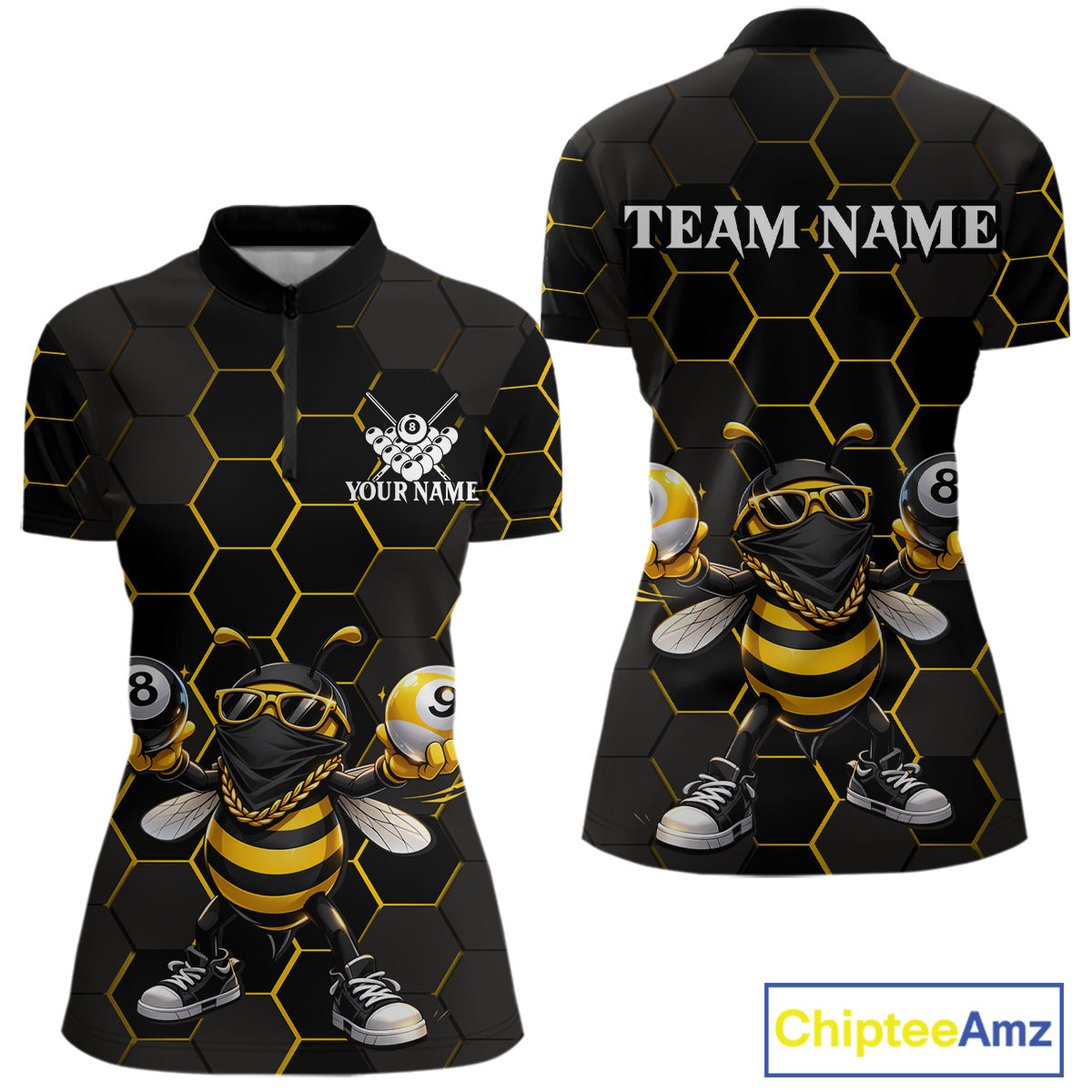 Hexagon Funny Thief-Bee 8 Ball And 9 Ball Women Billiard Pool Jersey Custom Billiard Team Appeal NYN2760