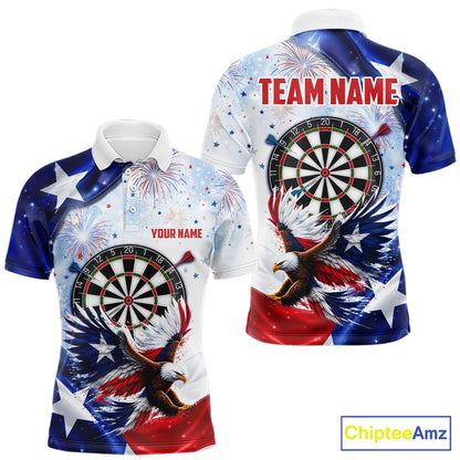 Texas Flag Eagle Men Darts Polo & 1/4-Zip Shirts Patriotic Custom Dart Tournament Jerseys NYN4322