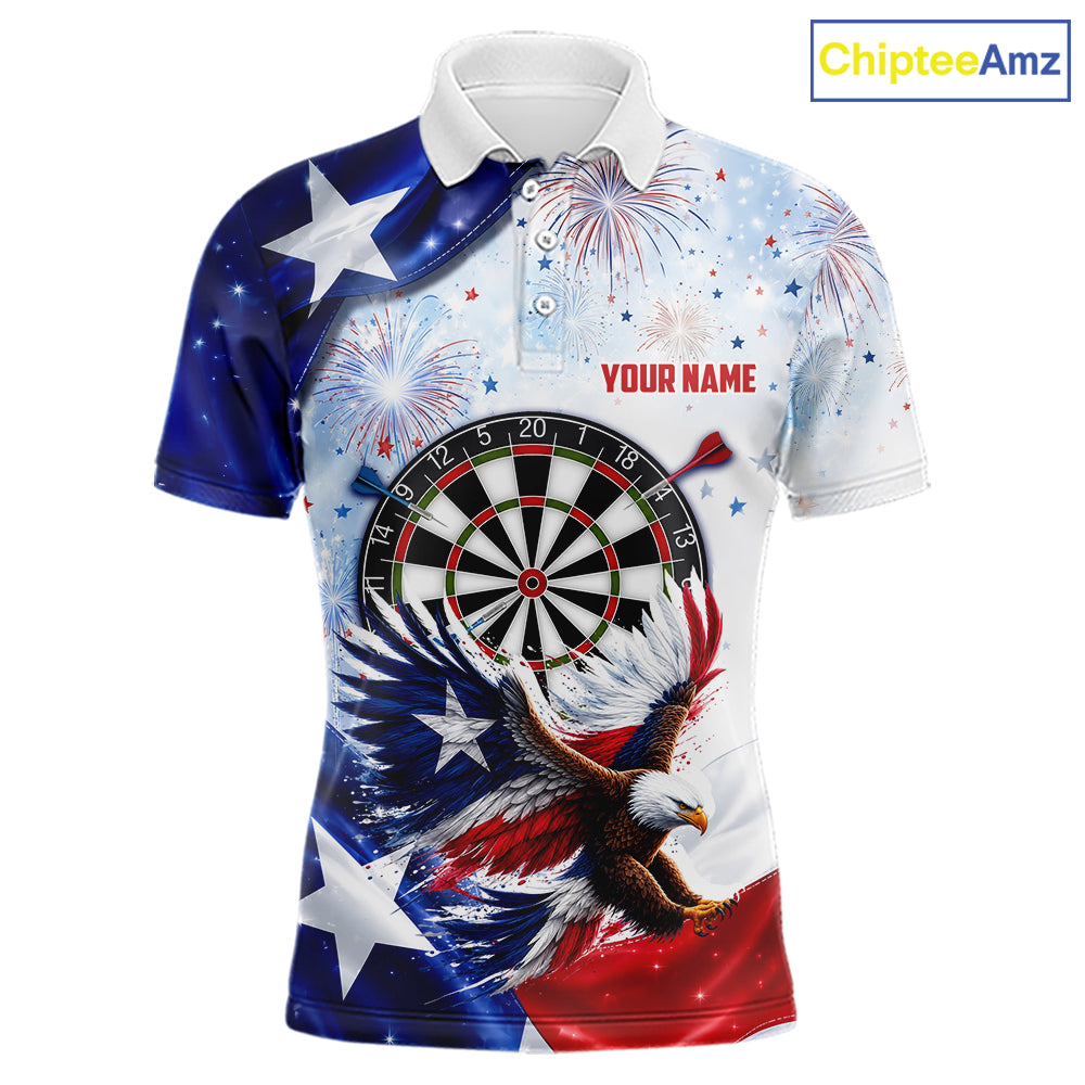 Texas Flag Eagle Men Darts Polo & 1/4-Zip Shirts Patriotic Custom Dart Tournament Jerseys NYN4322