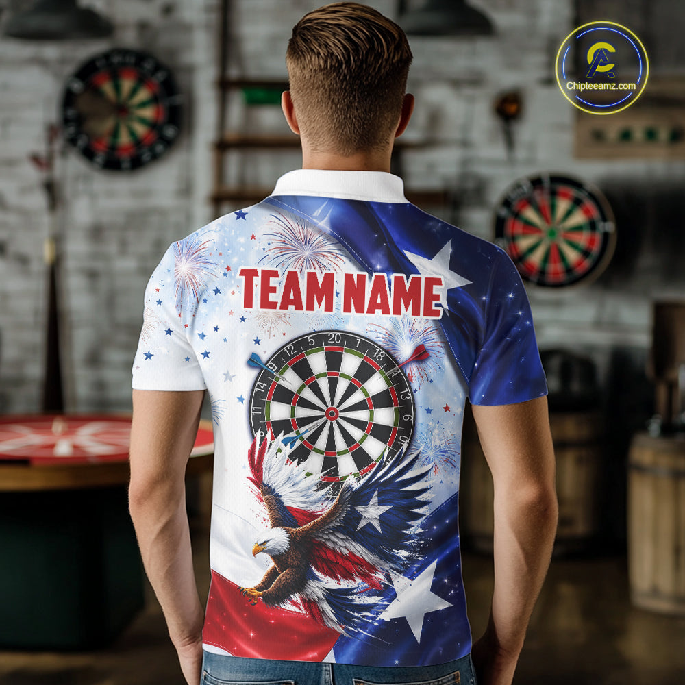 Texas Flag Eagle Men Darts Polo & 1/4-Zip Shirts Patriotic Custom Dart Tournament Jerseys NYN4322