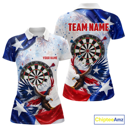 Texas Flag Eagle Women Darts Polo & 1/4-Zip Shirts Patriotic Custom Dart Tournament Jerseys NYN4322