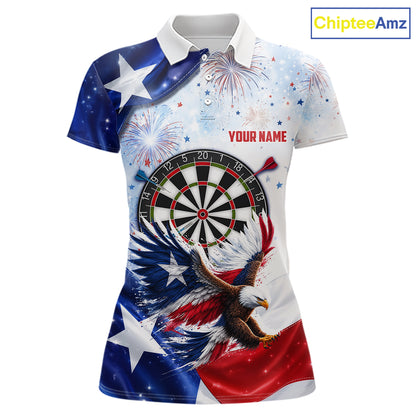 Texas Flag Eagle Women Darts Polo & 1/4-Zip Shirts Patriotic Custom Dart Tournament Jerseys NYN4322