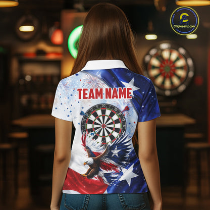 Texas Flag Eagle Women Darts Polo & 1/4-Zip Shirts Patriotic Custom Dart Tournament Jerseys NYN4322