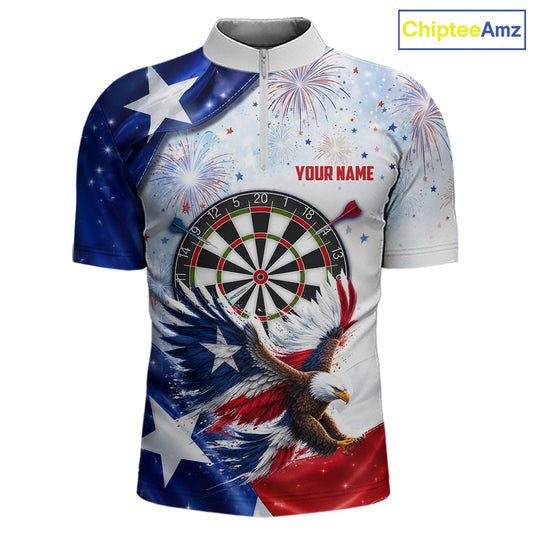 Texas Flag Eagle Men Darts Polo & 1/4-Zip Shirts Patriotic Custom Dart Tournament Jerseys NYN4322