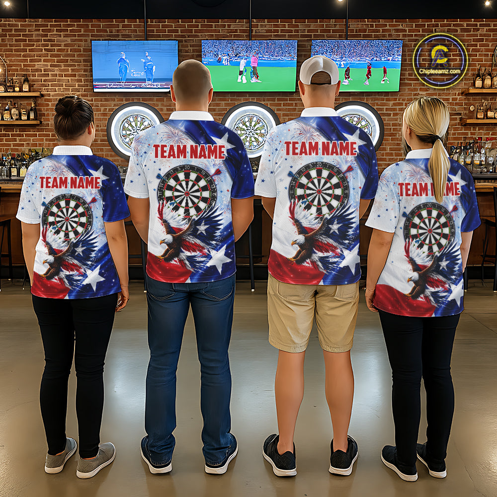 Texas Flag Eagle Women Darts Polo & 1/4-Zip Shirts Patriotic Custom Dart Tournament Jerseys NYN4322