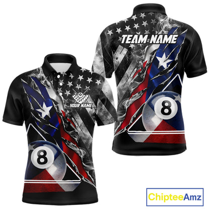 Personalized Smoke Texas Flag Billiard 8 Ball Pool Shirt For Men Custom Patriotic Billiard Appeal NYN2769