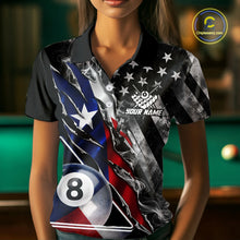 Load image into Gallery viewer, Personalized Smoke Texas Flag Billiard 8 Ball Pool Shirt For Women Custom Patriotic Billiard Appeal NYN2769