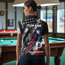 Load image into Gallery viewer, Personalized Smoke Texas Flag Billiard 8 Ball Pool Shirt For Women Custom Patriotic Billiard Appeal NYN2769