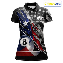 Load image into Gallery viewer, Personalized Smoke Texas Flag Billiard 8 Ball Pool Shirt For Women Custom Patriotic Billiard Appeal NYN2769