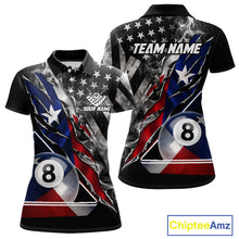 Load image into Gallery viewer, Personalized Smoke Texas Flag Billiard 8 Ball Pool Shirt For Women Custom Patriotic Billiard Appeal NYN2769