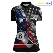 Load image into Gallery viewer, Personalized Smoke Texas Flag Billiard 8 Ball Pool Shirt For Women Custom Patriotic Billiard Appeal NYN2769