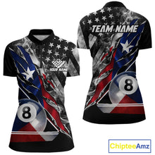 Load image into Gallery viewer, Personalized Smoke Texas Flag Billiard 8 Ball Pool Shirt For Women Custom Patriotic Billiard Appeal NYN2769