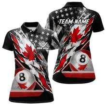 Load image into Gallery viewer, Personalized Smoke Canada Flag Billiard 8 Ball Pool Shirt Custom Patriotic Billiard Appeal For Women NYN2770