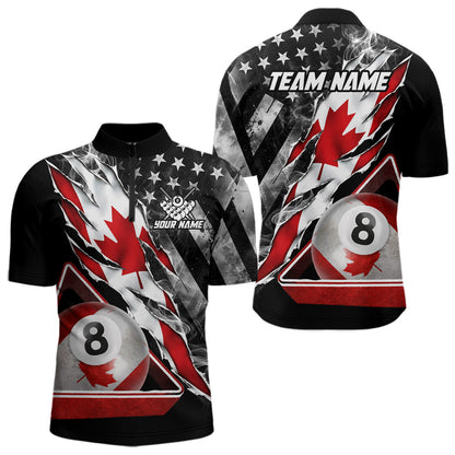 Personalized Smoke Canada Flag Billiard 8 Ball Pool Shirt Custom Patriotic Billiard Appeal For Men NYN2770