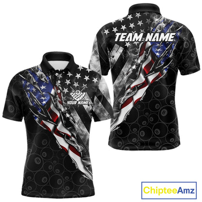 Personalized Smoke US Flag Billiard 8 Ball Camo Pool Shirt For Men Custom Patriotic Billiard Team Appeal NYN4347