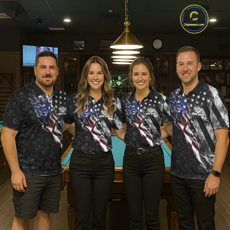 Personalized Smoke US Flag Billiard 8 Ball Camo Pool Shirt For Men Custom Patriotic Billiard Team Appeal NYN4347