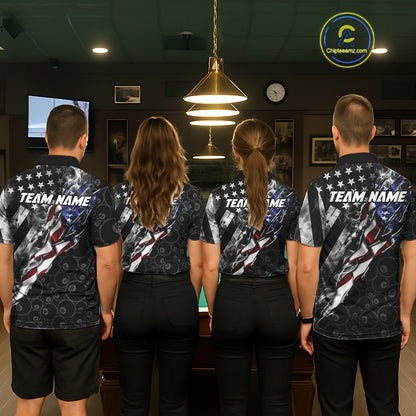 Personalized Smoke US Flag Billiard 8 Ball Camo Pool Shirt For Men Custom Patriotic Billiard Team Appeal NYN4347
