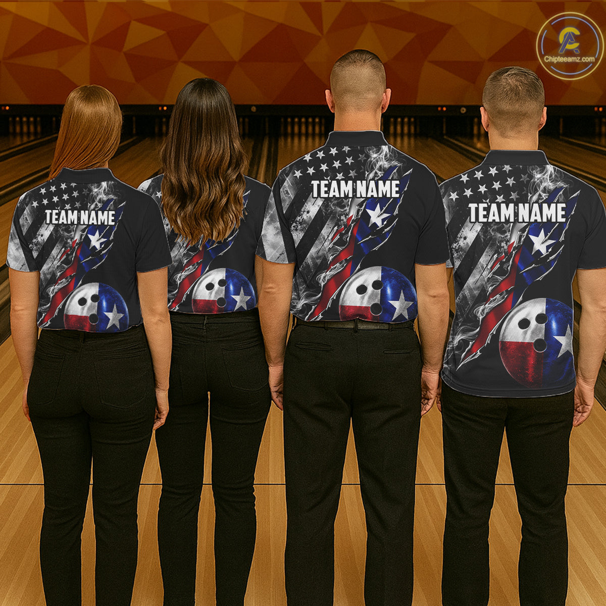 Torn Texas Flag Patriotic Bowling Jersey For Men Custom Grunge American Flag Bowling Team Shirts NYN4348