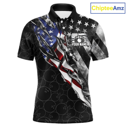 Bowling Ball Camo Patriotic Bowling Jersey For Men Custom Grunge American Flag Bowling Team Shirts NYN4350
