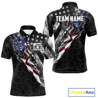 Bowling Ball Camo Patriotic Bowling Jersey For Men Custom Grunge American Flag Bowling Team Shirts NYN4350