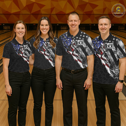 Bowling Ball Camo Patriotic Bowling Jersey For Men Custom Grunge American Flag Bowling Team Shirts NYN4350