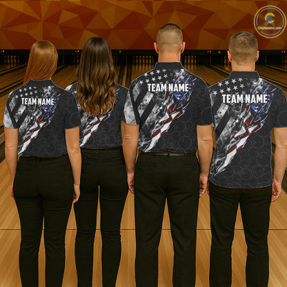 Bowling Ball Camo Patriotic Bowling Jersey For Men Custom Grunge American Flag Bowling Team Shirts NYN4350