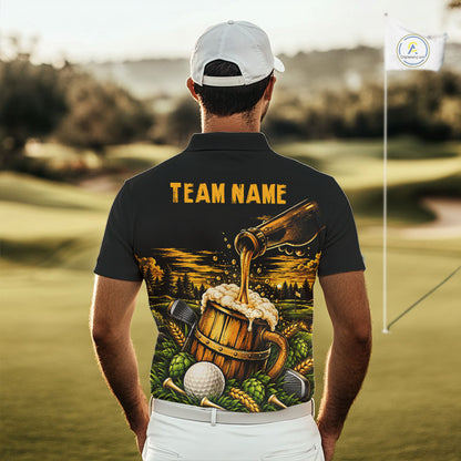 Custom Beer Pouring Golf Polo Shirt For Men Personalized Team Name Golf Tournament Apparel NYN4688