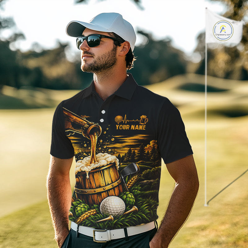 Custom Beer Pouring Golf Polo Shirt For Men Personalized Team Name Golf Tournament Apparel NYN4688