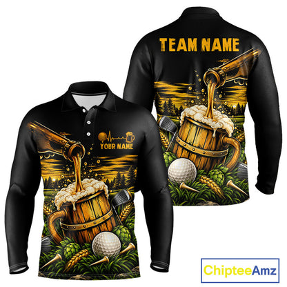 Custom Beer Pouring Golf Polo Shirt For Men Personalized Team Name Golf Tournament Apparel NYN4688