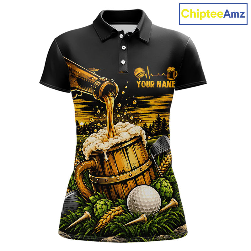 Custom Beer Pouring Golf Polo Shirt For Women Personalized Team Name Golf Tournament Apparel NYN4688