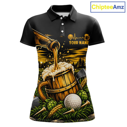 Custom Beer Pouring Golf Polo Shirt For Women Personalized Team Name Golf Tournament Apparel NYN4688