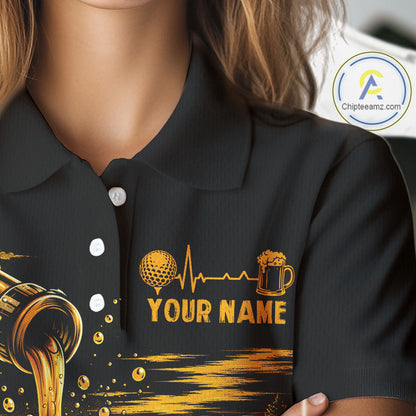 Custom Beer Pouring Golf Polo Shirt For Women Personalized Team Name Golf Tournament Apparel NYN4688