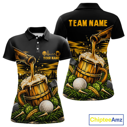 Custom Beer Pouring Golf Polo Shirt For Women Personalized Team Name Golf Tournament Apparel NYN4688