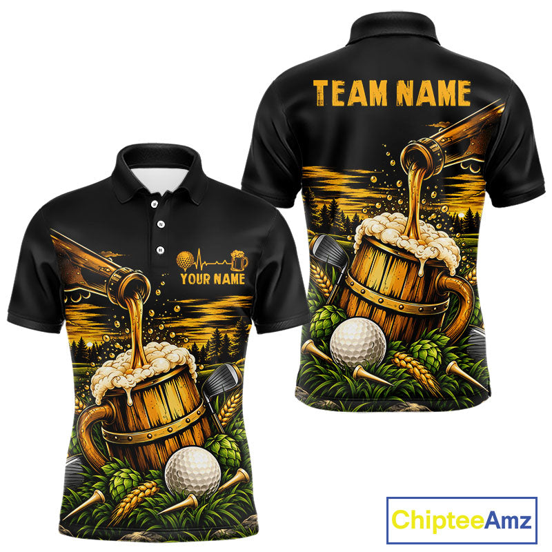 Custom Beer Pouring Golf Polo Shirt For Men Personalized Team Name Golf Tournament Apparel NYN4688